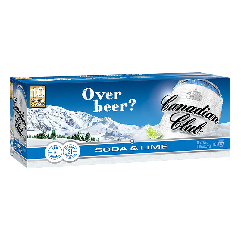 Canadian Club Soda & Lime 4.8% Cans 10x330ml