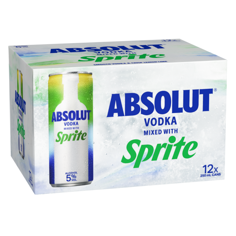 Absolut Vodka Mixed With Sprite 5% 12x 250ml cans
