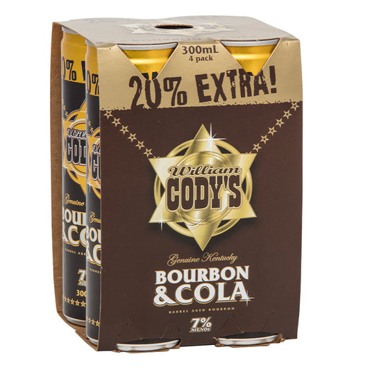 Cody's Bourbon & Cola 300ml 4pk Cans