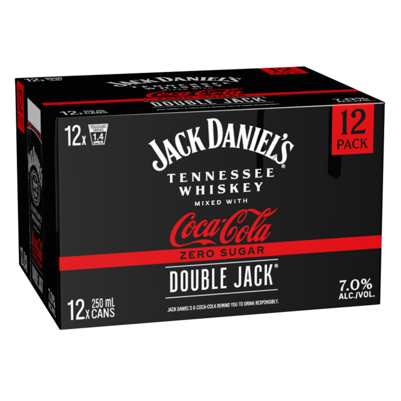 Jack Daniel’s Double Jack & Coca Cola Zero Sugar 12x250ml cans 7%