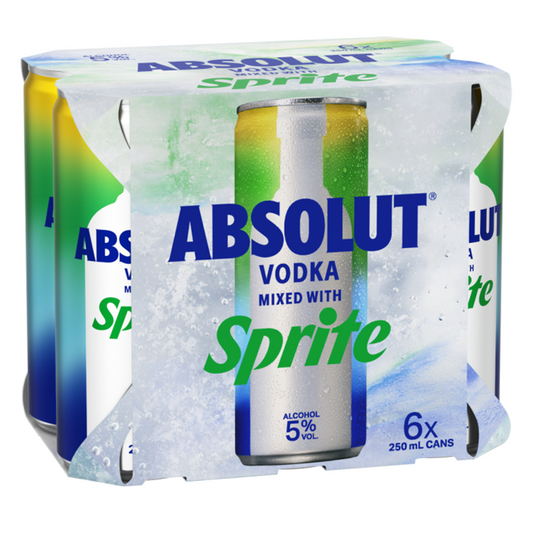 Absolut Vodka Mixed With Sprite 5% 6x 250ml cans